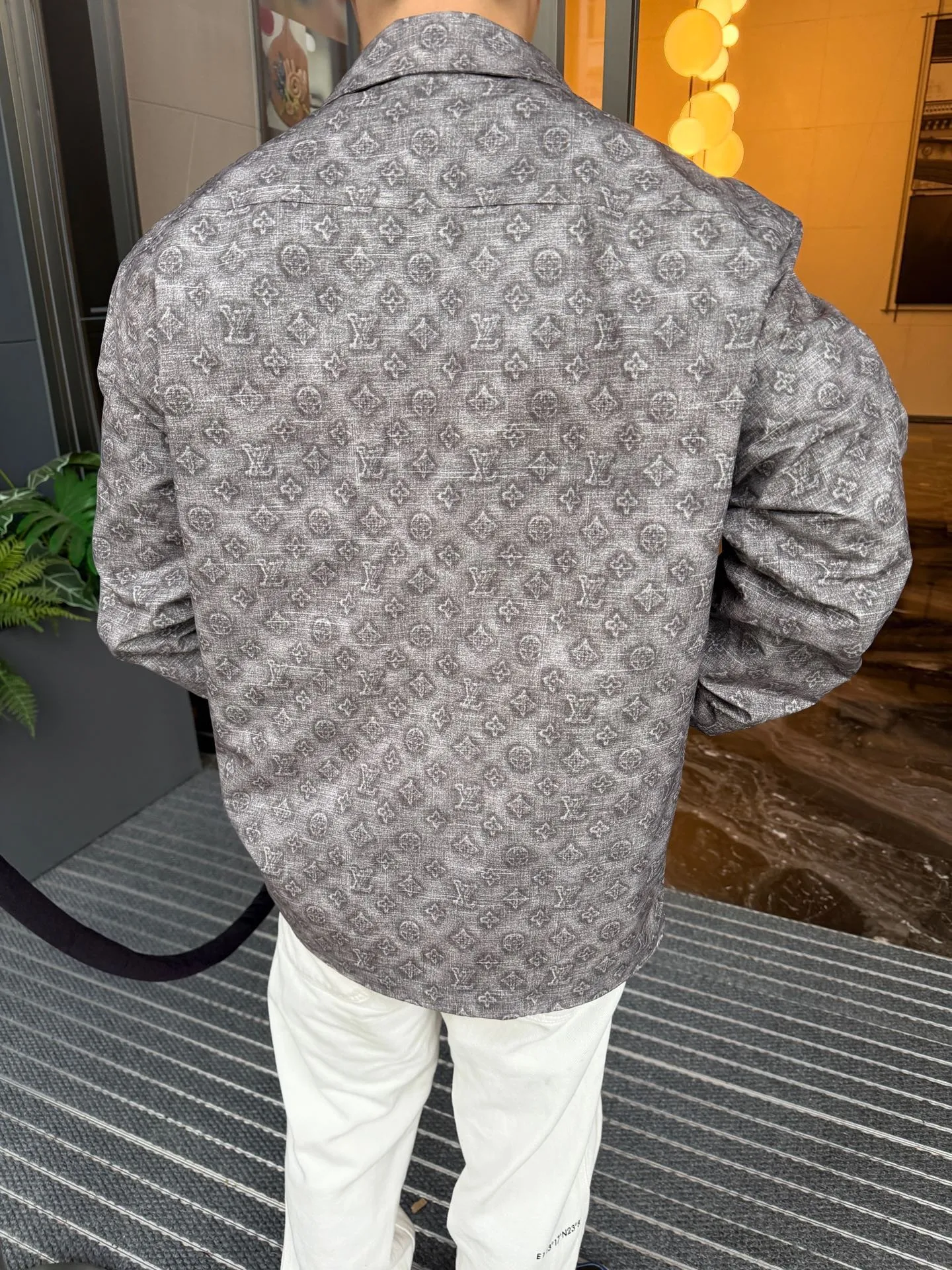 Louis Vuitton/Louis Vuitton all-over presbyopia digital print leather lapel jacket